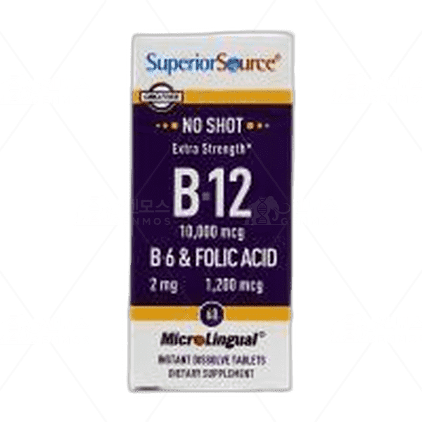 [[Superior Source]] 노 샷 엑스트라 스트렝스 B-12 10000 mcg 위드 B6 & 엽산, 60 인스턴트 디졸브 타블렛