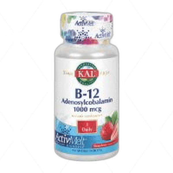 [[KAL]] 비타민 B-12 아데노실코발라민 딸기 맛 1000 mcg, 90 마이크로 타블렛