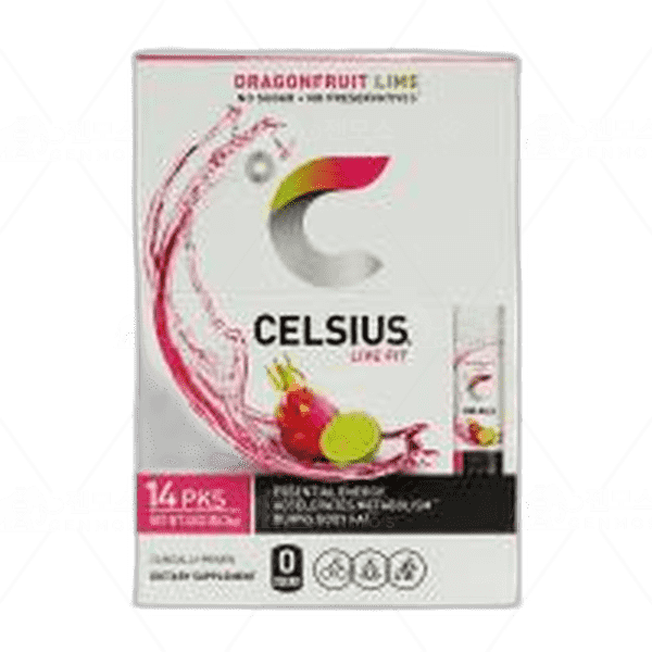 [[Celsius]] 라이브 핏 온 더 고 에센셜 에너지 파우더 드래곤후르츠 라임, 14 패킷