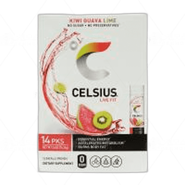 [[Celsius]] 라이브 핏 온 더 고 에센셜 에너지 파우더 키위 구아바 라임, 14 패킷