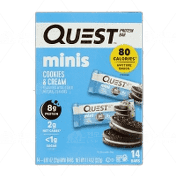 [[Quest Nutrition]] 프로틴 바 미니 쿠키 & 크림 (14 개입), 1 세트