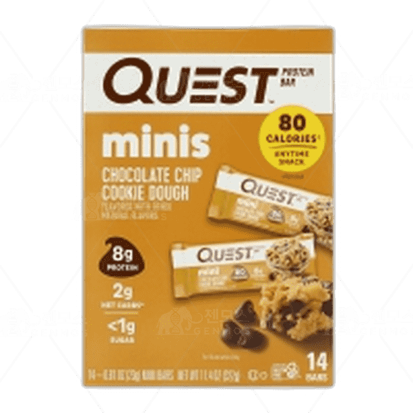 [[Quest Nutrition]] 프로틴 바 미니 초콜릿 칩 쿠키 도우 (14 개입), 1 세트